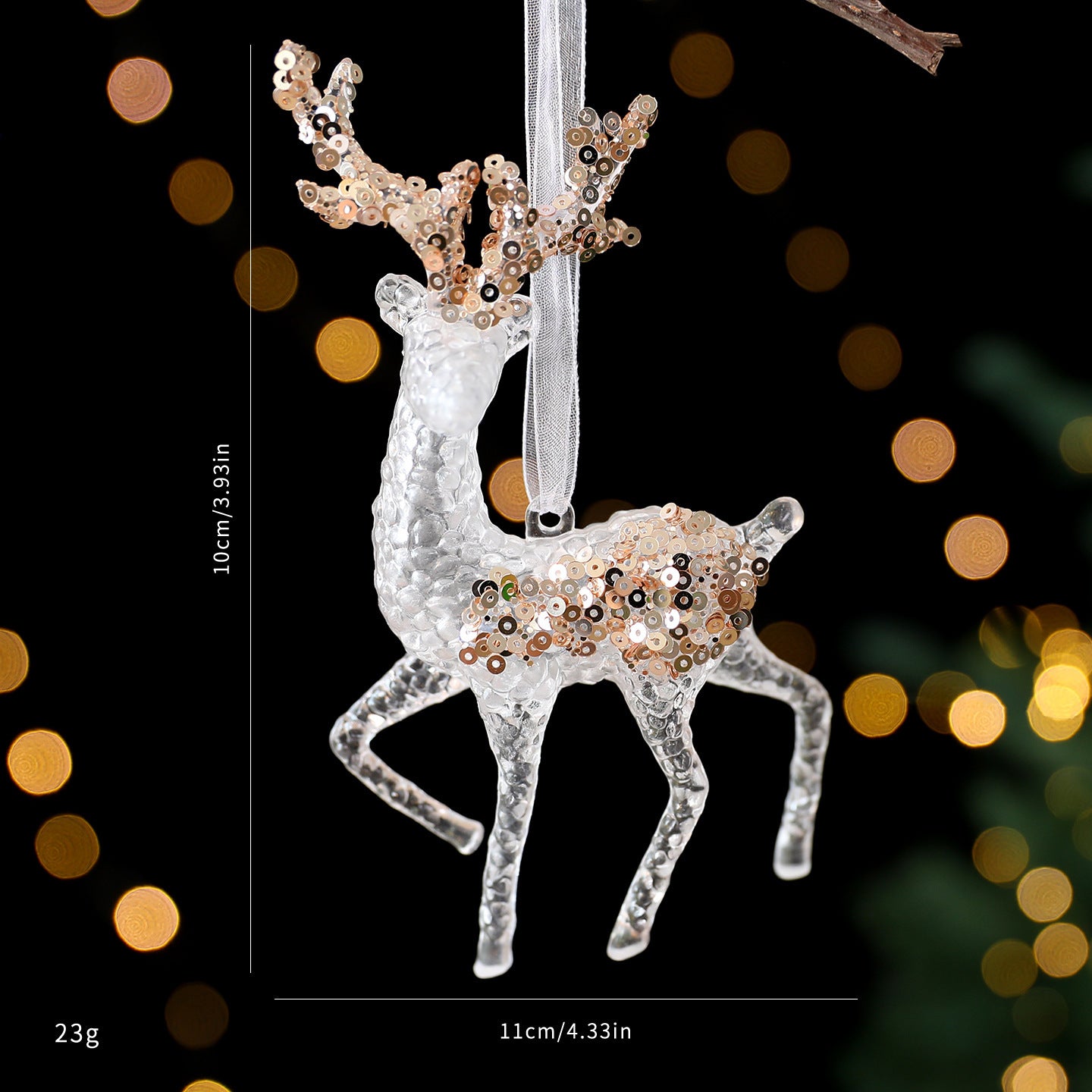 Acrylic sequined Blitzen – transparent holiday garland for Christmas decor and home styling