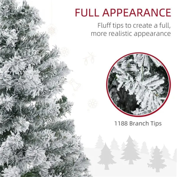 Blitzen artificial Christmas tree – sprayed with artificial snow for a wintry appearance, 1188 tips, sturdy steel base for stability