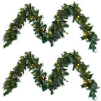 Blitzen holiday garland – sophisticated classic design with snow powder and timer lights, ideal for Christmas decorations and cozy home decor – Christmas Mercantile