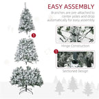 Blitzen snow-dusted Christmas tree – wide lush leaves, quick-open hinged branches, section design for easy assembly and storage