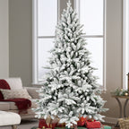 Comet 5ft snow-flocked holiday tree – fire prevention design, easy install, realistic heavily snowed branches for winter wonderland charm
