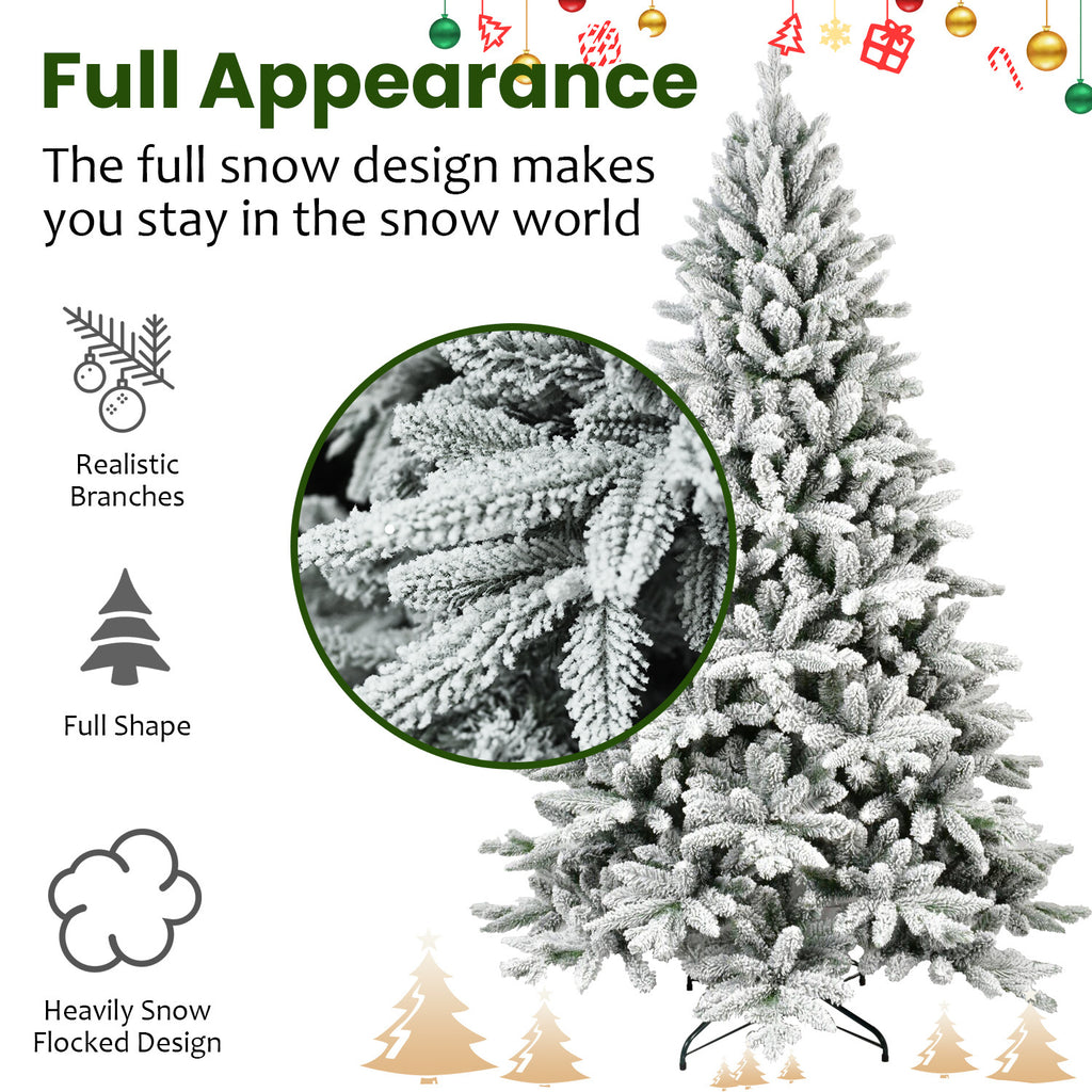 Comet 7ft snow Christmas tree – non-flammable material, easy assembly, full snow design with lifelike realistic branches – Christmas Mercantile

