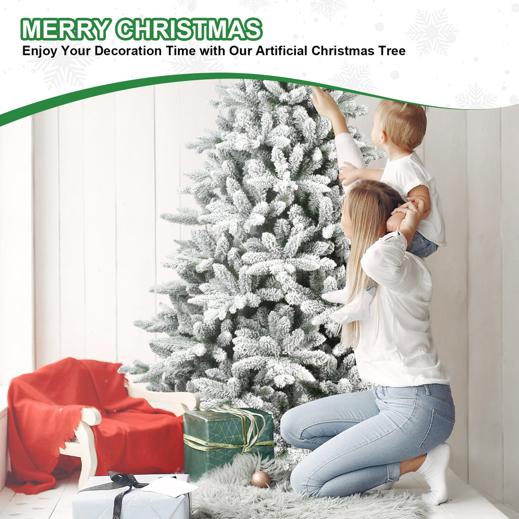 Comet environmentally safe Christmas tree – snow-flocked, realistic appearance, thicker branch design, perfect for home decor and Christmas trees