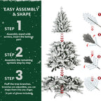 Comet full snow Christmas tree – 5 to 7ft height, hinged branches for quick setup, environmentally safe and non-flammable