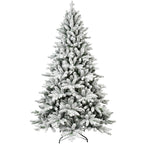 Comet realistic snow-flocked tree – non-flammable, sturdy base, hinged branches, full snow design for a magical holiday display – Christmas Mercantile