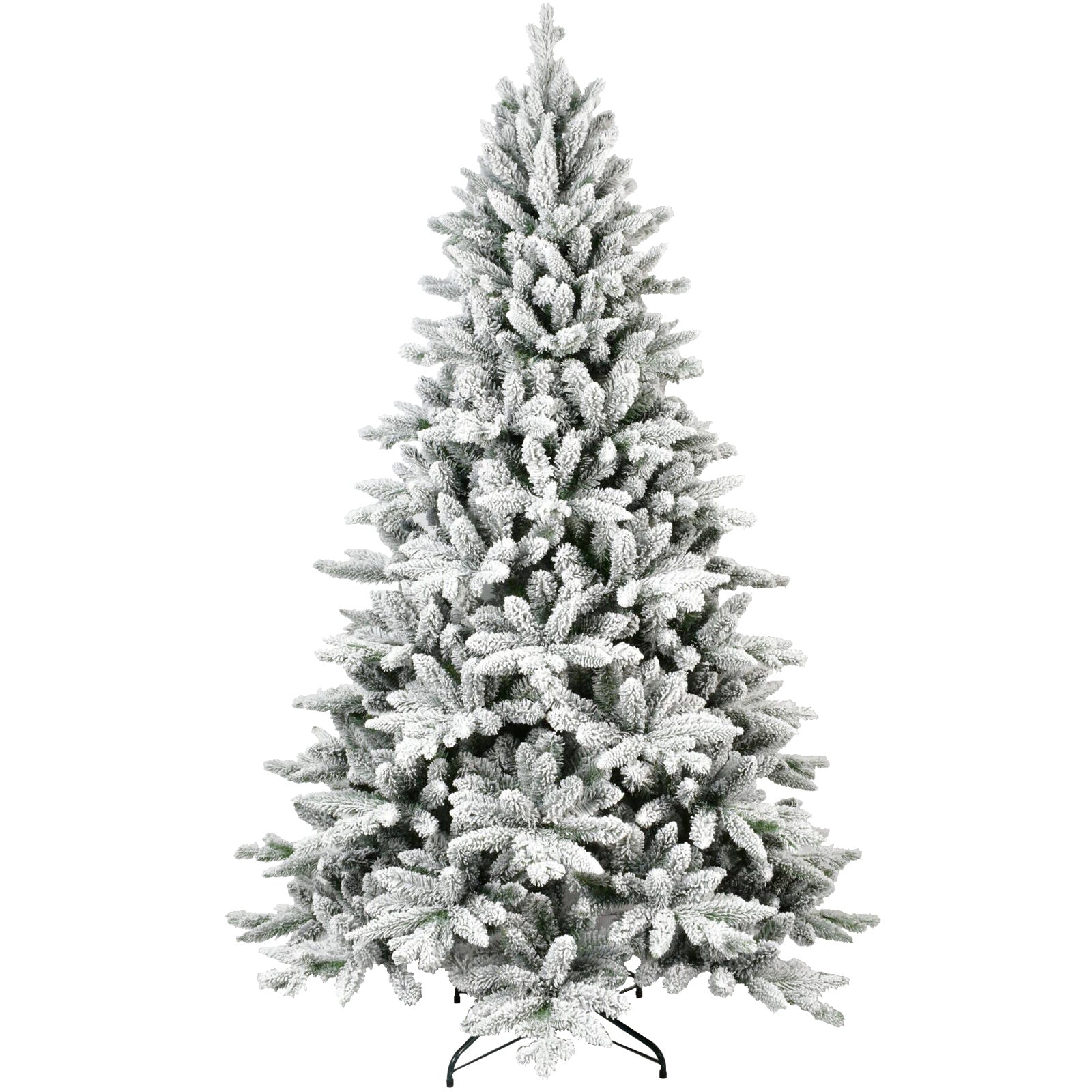 Comet realistic snow-flocked tree – non-flammable, sturdy base, hinged branches, full snow design for a magical holiday display – Christmas Mercantile