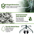 Comet thicker snow tree – hinged branch construction, 300lb capacity metal base, fire prevention, no unpleasant odor – Christmas Mercantile