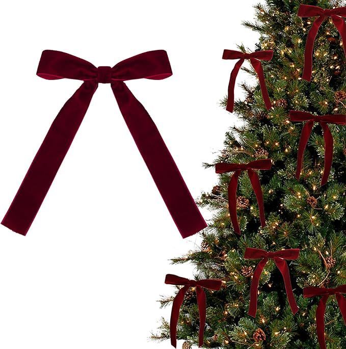 Comet Velvet Ribbons – wine red velvet bow for Christmas trees, soft and luxurious fabric – Christmas Mercantile