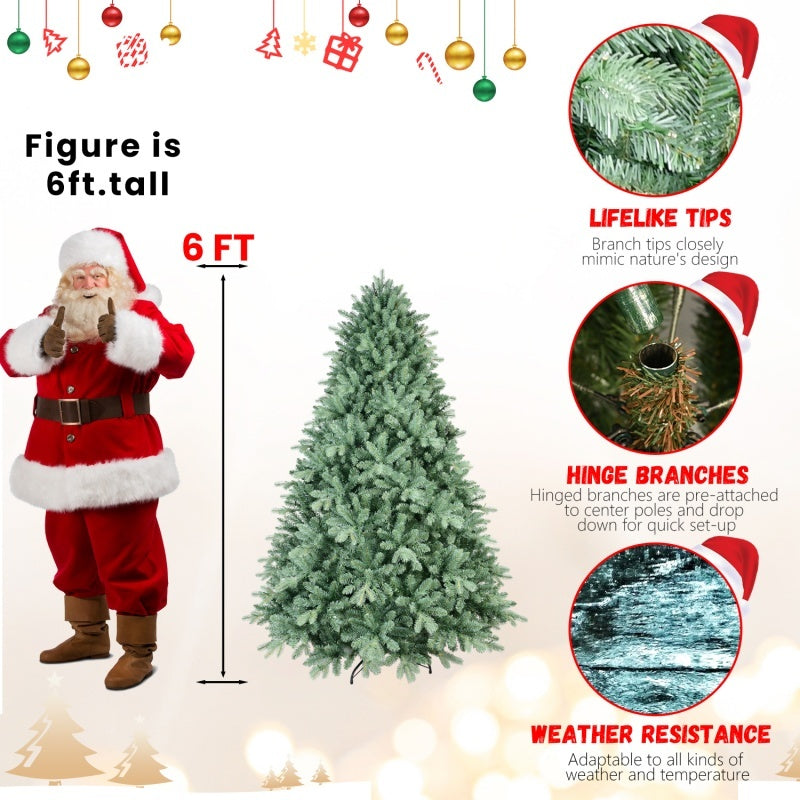 Cupid 4 to 9ft holiday tree – 4368 realistic tips, PE/PVC blend, hinge branch design for effortless storage and setup