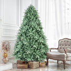 Cupid Christmas Tree – blue PE/PVC mixed tree available from 4 to 9ft tall with up to 4368 lifelike tips and memory wire – Christmas Mercantile