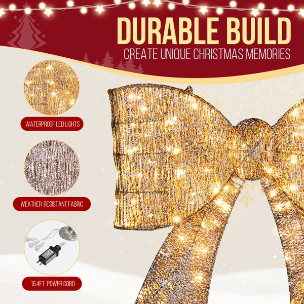 Cupid giant lighted bowknot – durable metal frame with sparkling tinsel, easy assembly in minutes, perfect for indoor or outdoor home decor