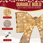 Cupid giant lighted bowknot – durable metal frame with sparkling tinsel, easy assembly in minutes, perfect for indoor or outdoor home decor