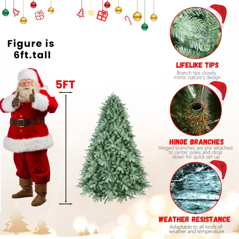 Cupid lifelike Christmas tree – blue frost finish with memory wire branches, weather-resistant for lasting holiday decor