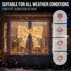 Cupid outdoor lighted bowknot – sparkling fabric bow with well-placed warm lights, making your home the highlight of the neighborhood – Christmas Mercantile