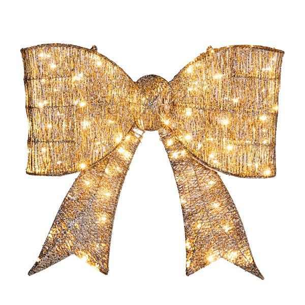 Cupid giant holiday bowknot – pre-lit warm LED lights on rustproof metal frame with sparkling tinsel fabric, collapsible for easy storage, perfect for gates, garages, Christmas trees, and home decor – Christmas Mercantile