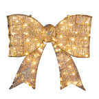 Cupid giant holiday bowknot – pre-lit warm LED lights on rustproof metal frame with sparkling tinsel fabric, collapsible for easy storage, perfect for gates, garages, Christmas trees, and home decor – Christmas Mercantile