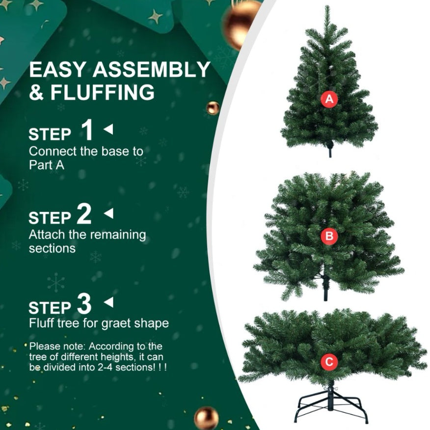 Dasher auto-fluff holiday tree – memory wire technology, environmentally friendly and fireproof PVC, easy assembly in minutes
