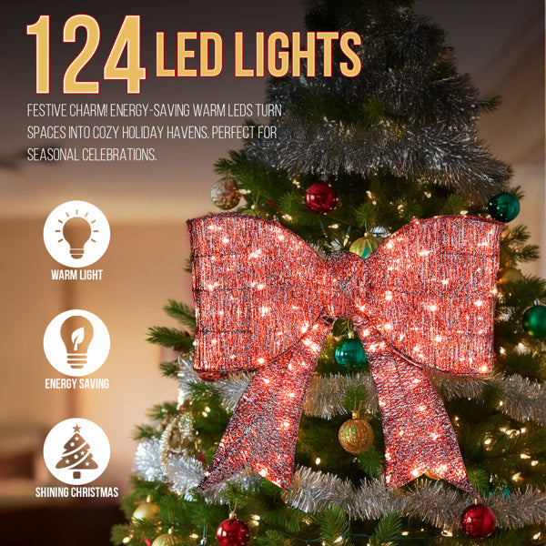 Dasher holiday entrance bowknot – pre-installed red lights, weather-resistant build for beautiful Christmas decorations season after season