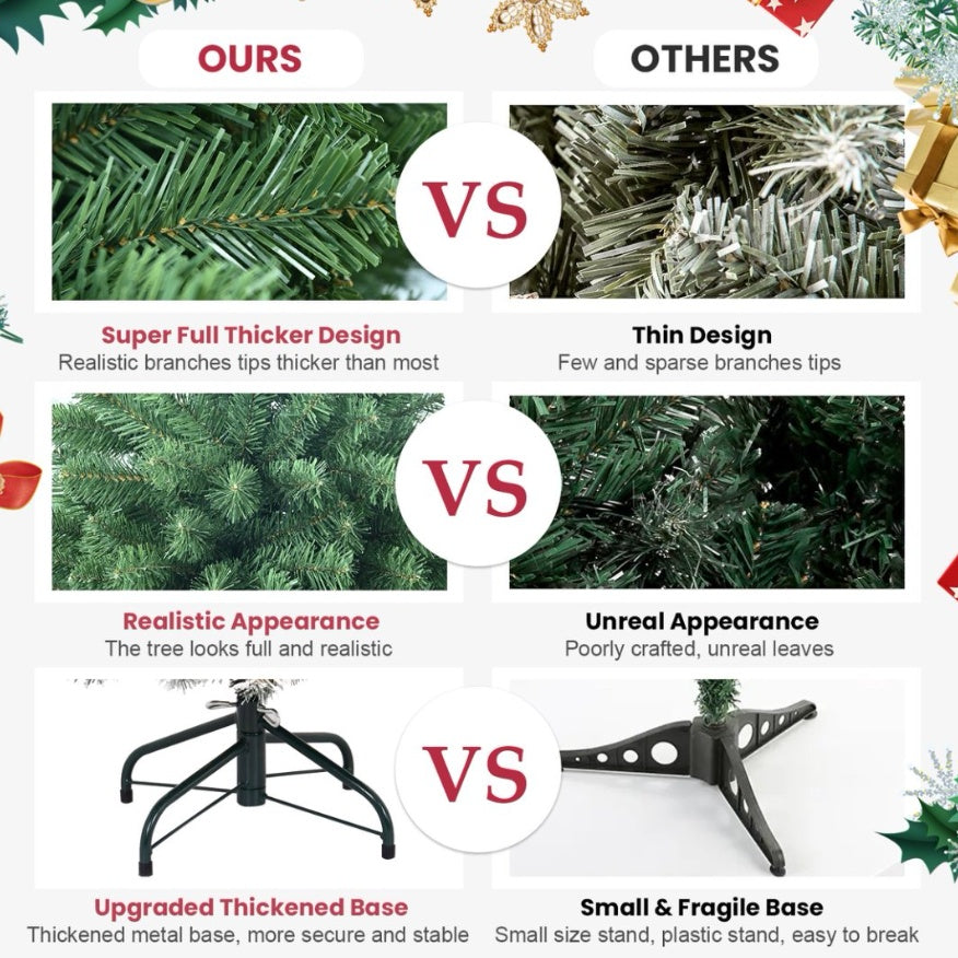 Dasher realistic Christmas tree – thickened base for stability, perfect for living room, office, and more – Christmas Mercantile