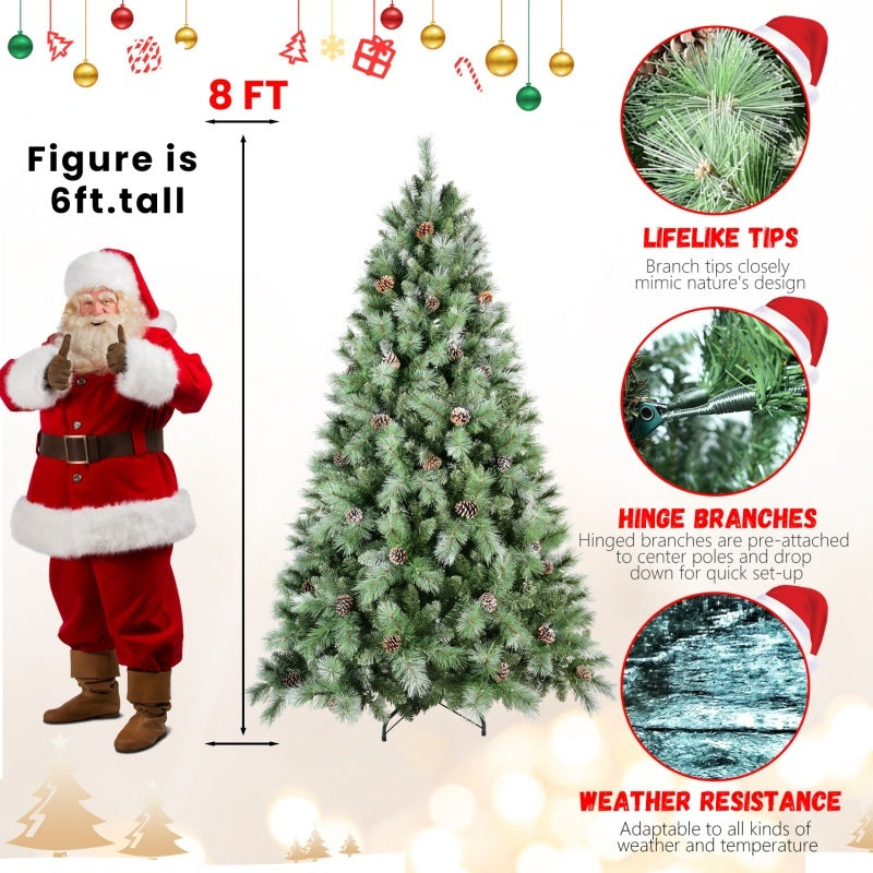 Donner 9ft lifelike Christmas tree – 2518 tips, pine cone accents, weather-resistant, perfect for indoor and covered outdoor decor