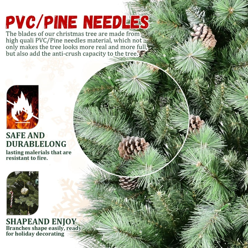 Donner Christmas tree with pine cones – 697 to 2518 lifelike tips, high quality weather-resistant material for lasting durability