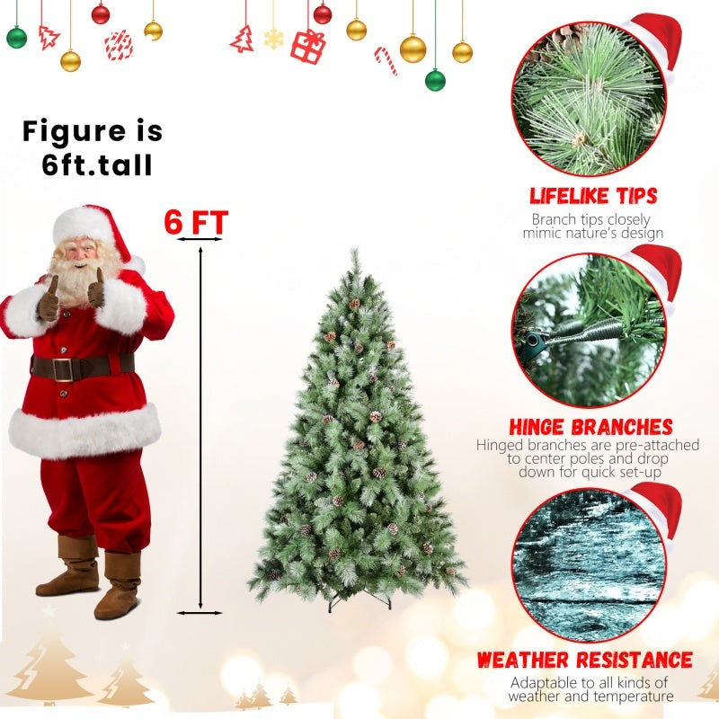 Donner foldable base Christmas tree – 5 to 9ft height, 697 to 2518 tips, easy storage with hinged branch design