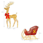 Elk farmhouse Christmas decoration – iron frame, cotton thread wrap, golden elk silhouette with green accent for Christmas trees and courtyards