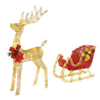 Elk outdoor golden decor – iron frame with cotton thread finish, green accent color, perfect for Christmas Mercantile collections