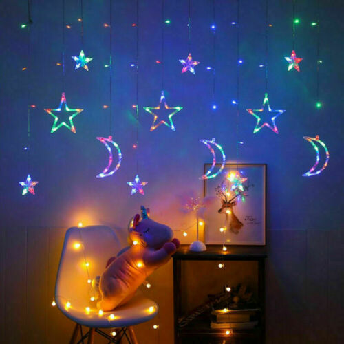 Fairy star curtain Christmas lights – window and wall decoration with high brightness, reusable, cold light source for safe display – Christmas Mercantile