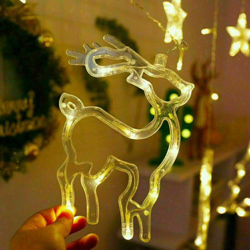 Fairy string curtain lights – star Xmas decor with waterproof string, PC material, high brightness for indoor and outdoor use