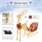 Golden elk holiday sculpture – iron frame for stability, soft cotton thread for warmth, green accent for natural charm – Christmas Mercantile