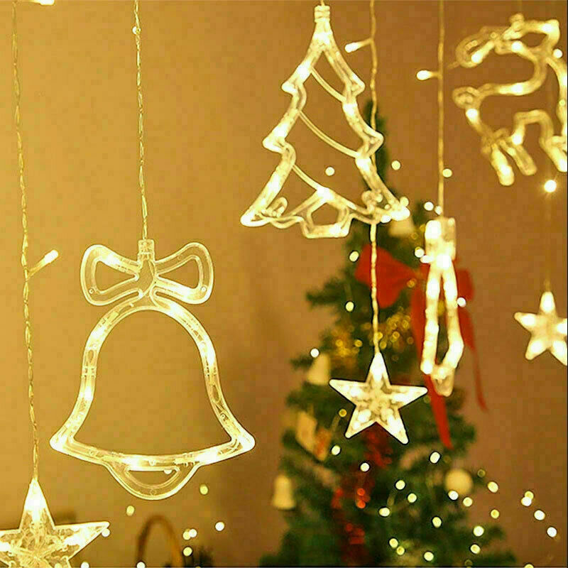LED star curtain Christmas lights – battery and USB powered, ideal for homes, hotels, restaurants, and shopping buildings