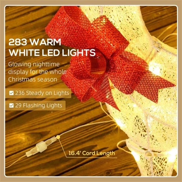 Lighted reindeer family for outdoor use – warm white LED lights on weatherproof frames, perfect for lawns and Christmas trees displays