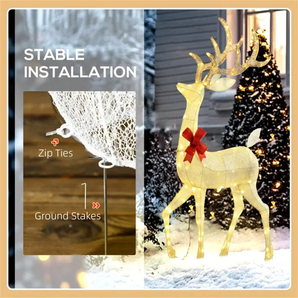 Reindeer family Christmas lights – outdoor home decor with dad, mom, and fawn reindeer silhouettes – Christmas Mercantile