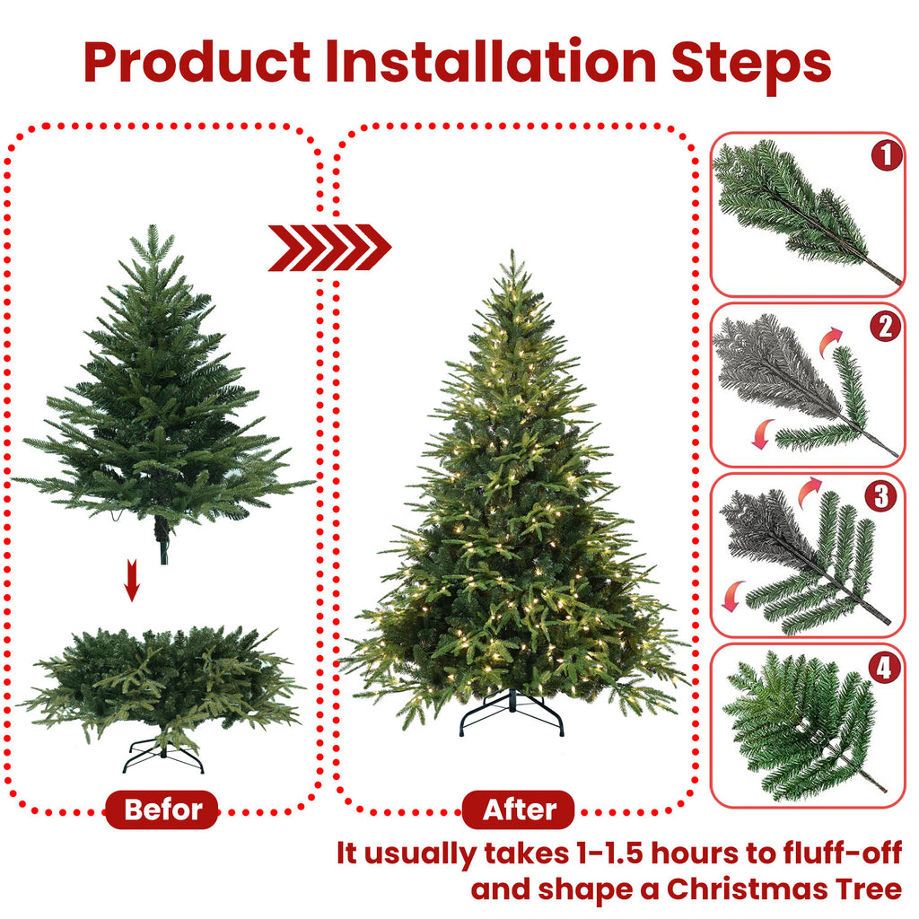 Rudolph automatic Christmas tree – quick and easy install with hardware tree pole and stand, simple storage for off-season