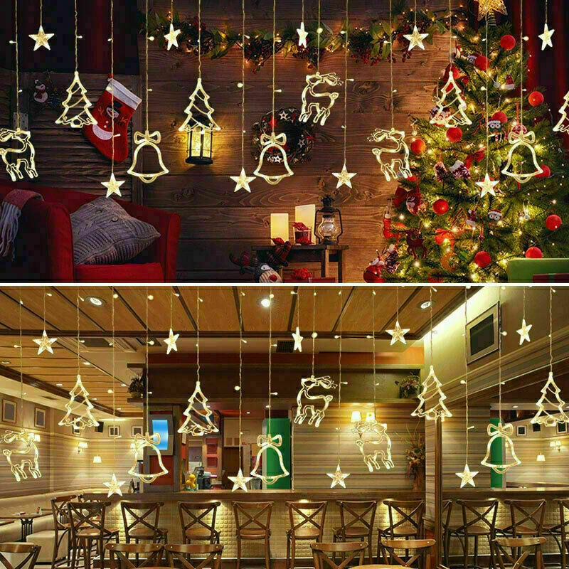 Waterproof LED curtain lights – star fairy string with 85-240V voltage, 6-7W power, perfect for windows and garden parties – Christmas Mercantile